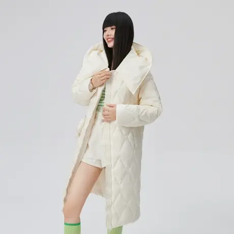 艾莱依艾莱依大翻领连帽羽绒服女长款2022年新款时尚设计感冬装潮商品大图