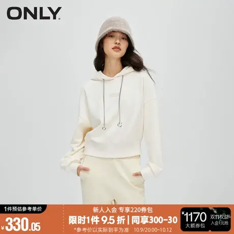 ONLY2023冬季新款时尚休闲字母宽松连帽短款长袖卫衣女|12349S021商品大图