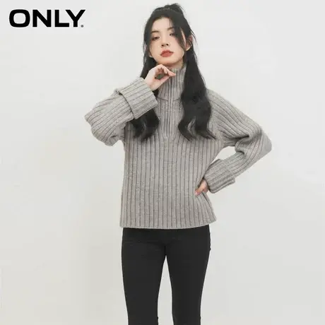 ONLY2023秋季新款百搭慵懒风翻边插肩长袖高领针织衫女|123113003图片