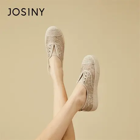 Josiny/卓诗尼渔夫鞋女2024新款春季爆款网面透气懒人一脚蹬女鞋商品大图