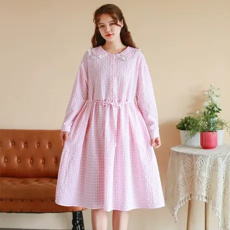 胖妹妹秋2023新品文艺清新格纹连衣裙大码微胖学院风减龄显瘦裙子商品大图