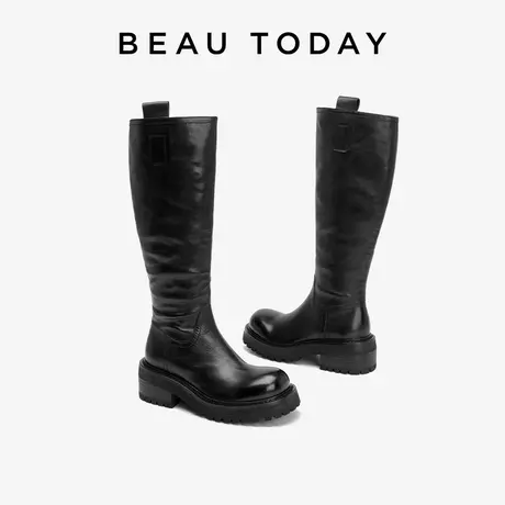 BeauToday复古长靴子女2023新款皮靴长筒靴女高筒靴过膝靴厚底靴商品大图