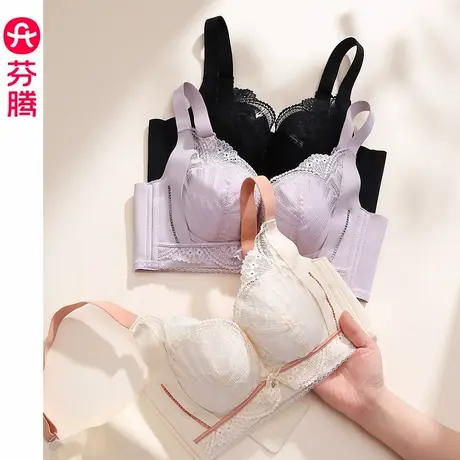 芬腾内衣女士小胸聚拢上托文胸透气舒适蕾丝性感无钢圈收副乳胸罩图片