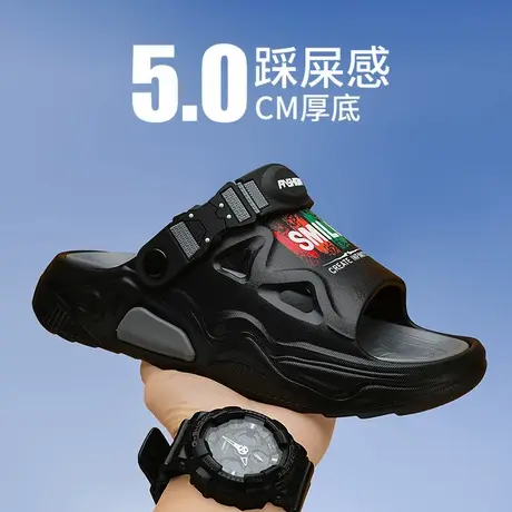 夏季拖鞋男潮2025新款防滑耐磨厚底沙滩凉鞋男士外穿两用运动凉拖商品大图