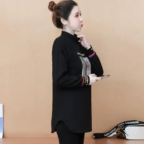 卫衣女加绒加厚2023年新款潮ins超火慵懒秋冬中长款无帽chic港风商品大图