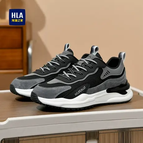 HLA/海澜之家男鞋新款秋冬潮流舒适耐磨百搭拼接休闲鞋厚底运动鞋商品大图