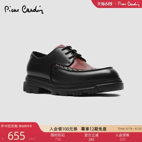 Pierre Cardin/皮尔卡丹男鞋厚底擦色德比鞋轻底真皮皮鞋商品大图