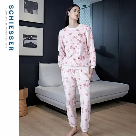 SCHIESSER舒雅女士法兰绒印花圆领可外穿睡衣家居服套装21516H图片