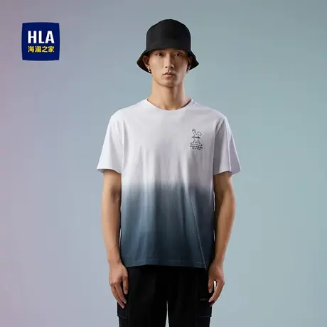 【奥莱】海澜之家纯棉短袖T恤夏季圆领胸前印花撞色时尚短袖男商品大图