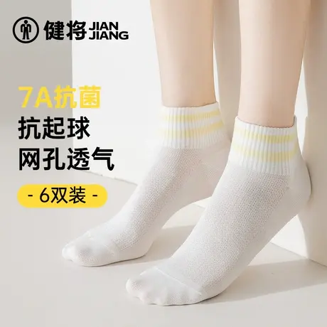 健将袜子女款夏季冰丝感轻薄透气女士中筒女袜7a抑菌消臭条纹短袜商品大图