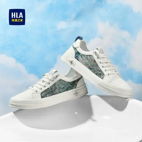 HLA/海澜之家男鞋新款夏季舒适时尚拼接复古休闲板鞋免系带布鞋男商品大图