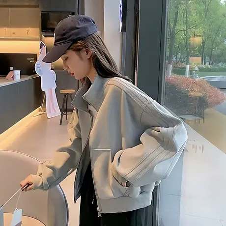 短款运动外套女2025春秋新款棒球服休闲显瘦夹克开衫上衣宽松百搭商品大图