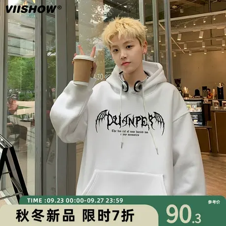 VIISHOW连帽卫衣男春秋季美式复古潮牌oversize重磅宽松休闲帽衫商品大图