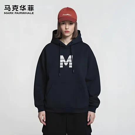 马克华菲 deer 简约字母印花连帽卫衣男款宽松潮流百搭长袖外套女图片