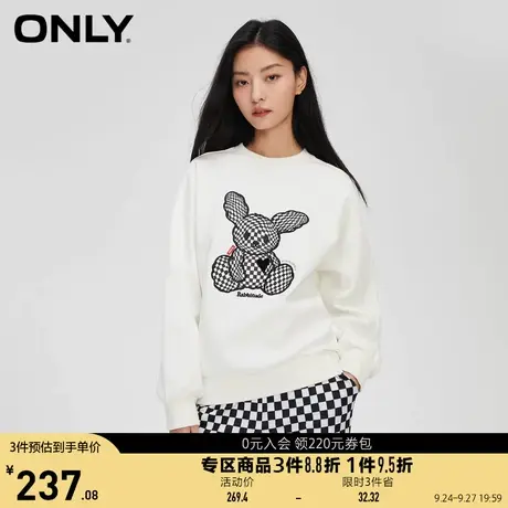 【买5免1】ONLY奥莱2023夏季新款时尚休闲印花宽松圆领长袖卫衣女商品大图