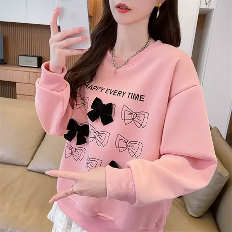 蝴蝶结卫衣女2025新款春秋韩版宽松薄款设计感小众初中生上衣外套商品大图