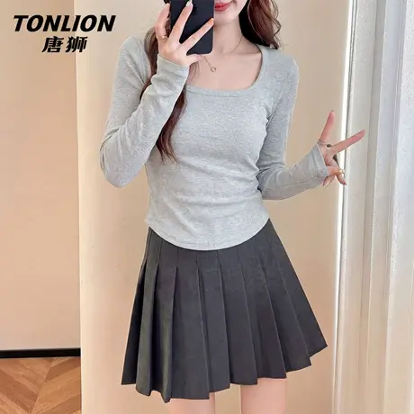 唐狮官方短款长袖t恤女2026新款春季纯欲打底衫内搭可外穿上衣VC商品大图