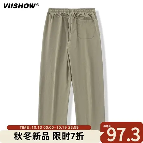 VIISHOW纯色简约裤子男款秋季新款潮流宽松休闲裤直筒运动裤男士商品大图