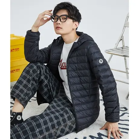 唐狮羽绒服男冬季轻薄羽绒服时尚休闲连帽外套上衣夹克休闲保暖潮图片