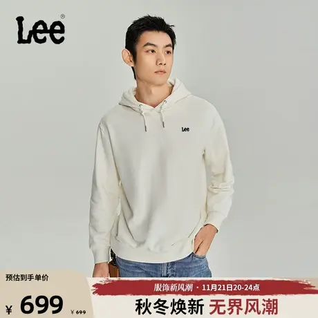 Lee商场同款23秋冬新品舒适版小logo男款连帽长袖卫衣LMT0067722图片