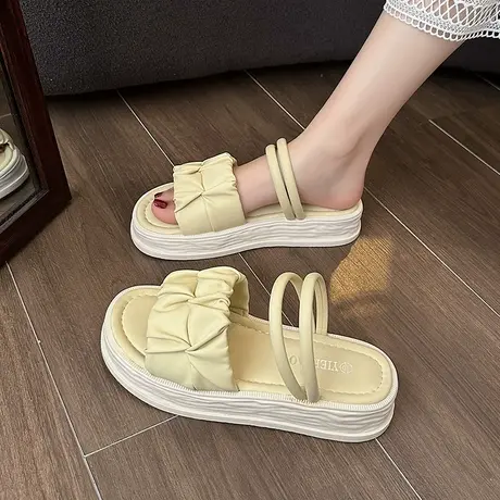 两穿凉拖鞋女夏季外穿百搭2023新款小香风松糕厚底增高踩屎感凉鞋商品大图