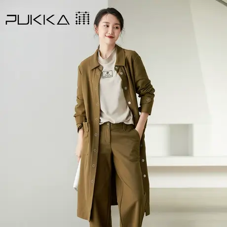 蒲PUKKA 女宽松原创设计感工装风中长款风衣外套秋季新款图片