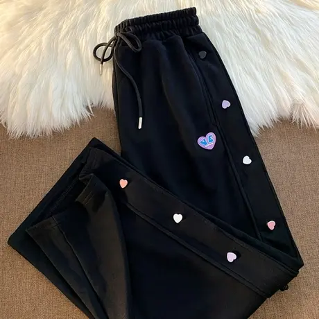 阔腿裤女2024春秋季宽松卫裤小个子高腰显瘦直筒垂感休闲运动长裤图片