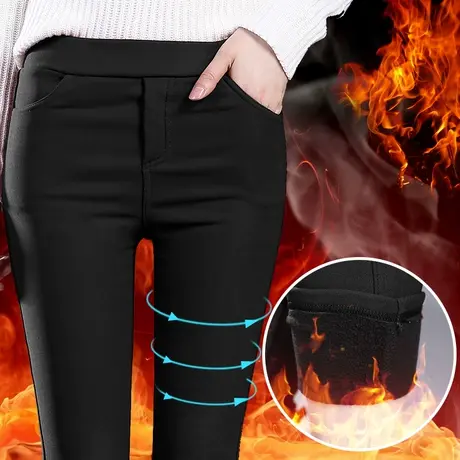 冬天外穿高腰弹力加厚保暖白色打底裤女显瘦加绒黑色小脚铅笔裤女商品大图