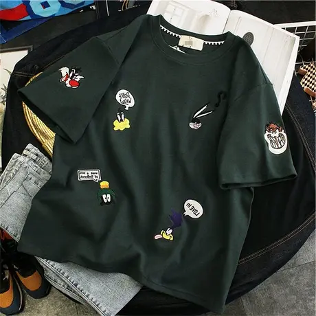 古着感少女卡通港风T恤女原宿风宽松半袖超火cec短袖学生丧系衣服商品大图