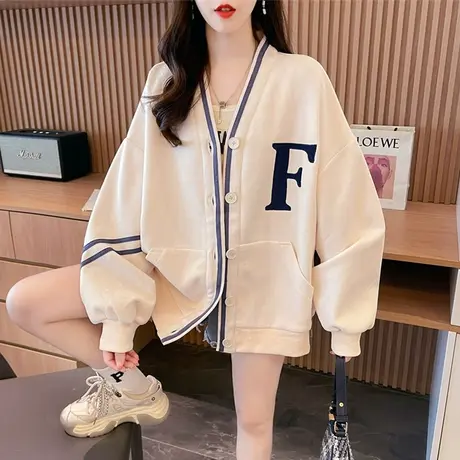 早秋装外套女春秋季韩版宽松大码初秋薄款撞色夹克棒球服开衫卫衣商品大图