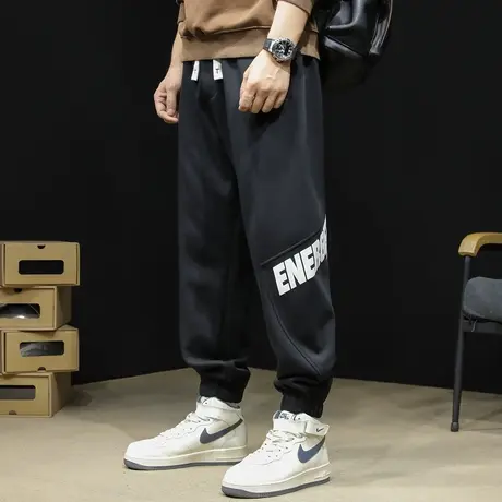 运动裤男士春季2024新款宽松大码休闲黑色裤子男裤束脚卫裤春秋款商品大图