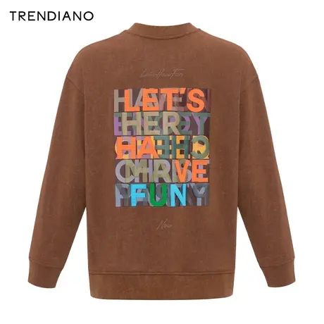 TRENDIANO彩色字母印花卫衣2024年春季新款百搭休闲圆领上衣男潮图片