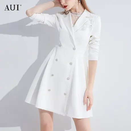 AUI名媛高级感白色西装外套2023女春新款气质女神范小个子西服裙图片