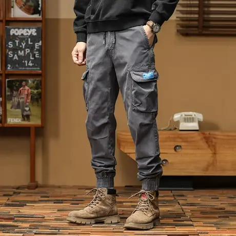 裤子男款迷彩工装裤休闲大码束脚工装裤秋冬厚款时尚男装休闲潮流商品大图