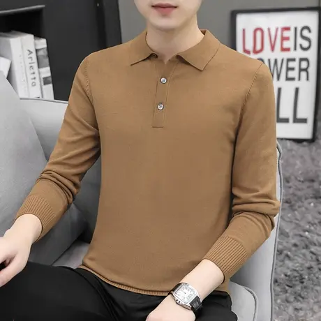 【秋冬清仓】翻领毛衣男潮流秋冬针织衫毛线衣纯色毛衫内搭打底衫图片