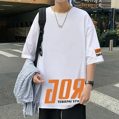 美式短袖t恤男oversize夏季潮牌帅气半袖重磅男生纯棉休闲上衣服商品大图