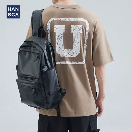 hansca 美式重磅短袖t恤男夏季新款潮牌印花宽松纯棉休闲半袖上衣商品大图