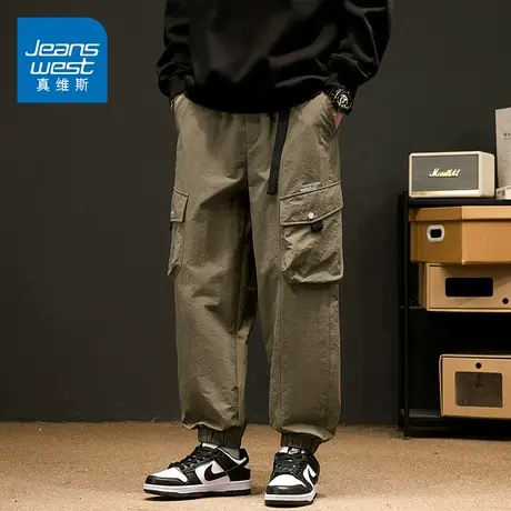 KZ真维斯冬季工装机能休闲长裤男士冲锋裤子秋冬款多口袋宽松束脚商品大图