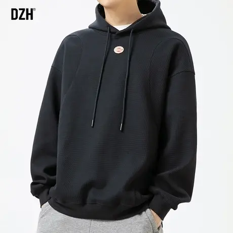 男士华夫格重磅卫衣男连帽春秋潮牌长袖上衣宽松2024新款衣服百搭商品大图