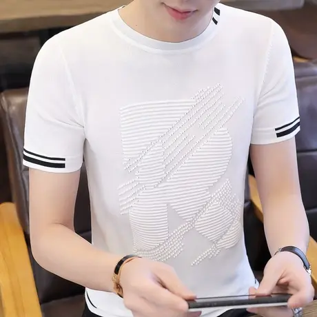 男士短袖t恤潮流冰丝夏装2023新款潮牌修身体恤薄夏季半袖上衣服商品大图