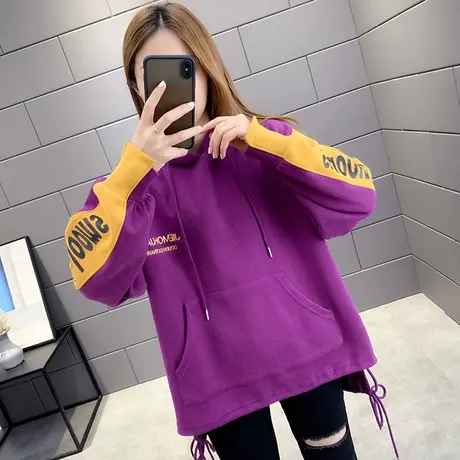 卫衣女春秋薄款2021年新款宽松韩版bf慵懒风连帽外套上衣潮ins图片