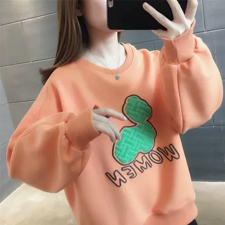 卫衣女2023新款宽松显瘦时尚印花上衣长袖慵懒风春秋外套女百搭春商品大图