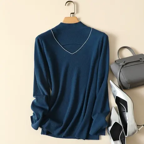 清仓！半高领毛衣套头打底衫女秋冬新款内搭爆款百搭洋气针织衫女商品大图