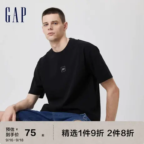 Gap男装夏季2023新款LOGO运动水洗棉短袖T恤817258休闲上衣图片