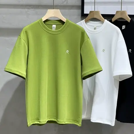 290g重磅棉质白色短袖T恤纯色潮牌圆领美式vintage风半袖T男女款商品大图