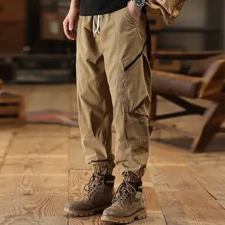 Modi Nick/摩帝尼克男士宽松速干休闲裤工装裤男士纯色大码束脚裤商品大图