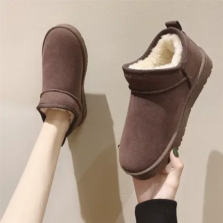 雪地靴女冬季2023新款短筒面包保暖大棉鞋加厚加绒居家外穿一脚蹬图片