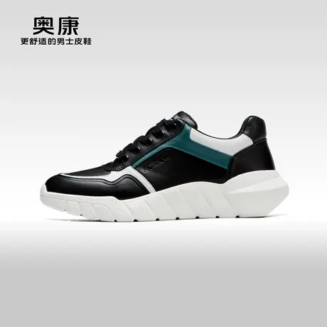 【云朵系列】奥康男鞋春秋款潮流运动休闲鞋男真皮厚底舒适阿甘鞋商品大图
