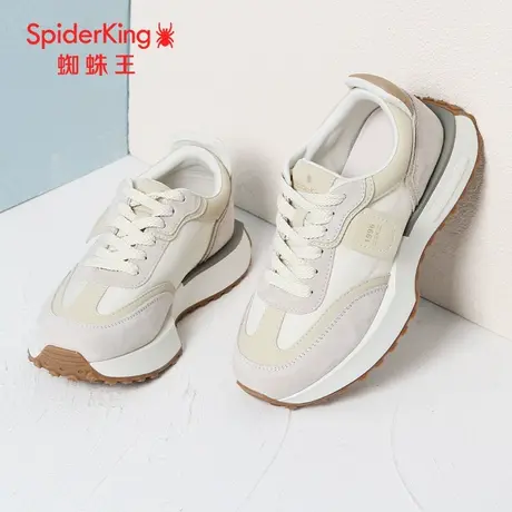 SPIDER KING/蜘蛛王女鞋真皮2023秋季商场新款运动德训鞋拼色时尚图片