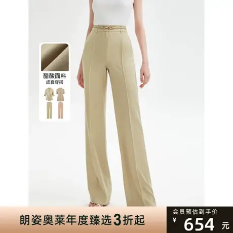 朗姿醋酸夏季高腰职业西装裤显瘦阔腿裤2023年新款工作裤薄款长裤商品大图